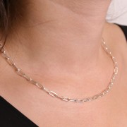 3.7mm 925 Sterling Silver Rectangular Chain Bracelet x42 cm