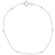 Forçat mesh bracelet with alternating round beads 2.5 mm - Silver 925 x19cm