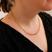 5.6mm Rectangular mesh choker - Gold plated 3 microns x42 cm