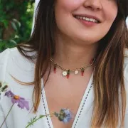 5.6mm Rectangular mesh choker - Gold plated 3 microns x42 cm