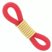 Eyeglass Chain Rubber End Loops - Red/Gold Tone x4