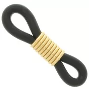 Eyeglass Chain Rubber End Loops - Black/Gold Tone x4