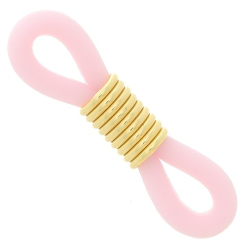 Eyeglass Chain Rubber End Loops - Pink/Gold Tone x4