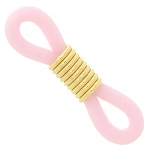 Eyeglass Chain Rubber End Loops - Pink/Gold Tone x4
