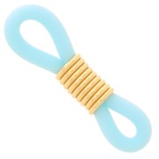 Eyeglass Chain Rubber End Loops - Turquoise Blue/Gold Tone x4