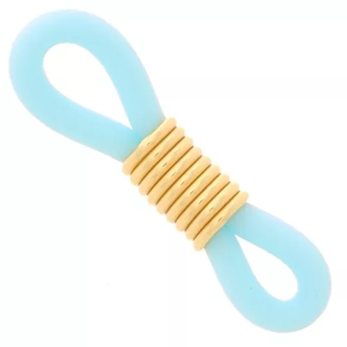 Eyeglass Chain Rubber End Loops - Turquoise Blue/Gold Tone x4
