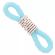 Eyeglass Chain Rubber End Loops - Turquoise Blue/Silver Tone x4