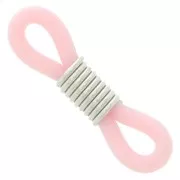 Eyeglass Chain Rubber End Loops - Pink/Silver Tone x4