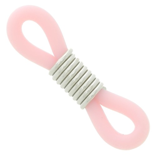 Eyeglass Chain Rubber End Loops - Pink/Silver Tone x4