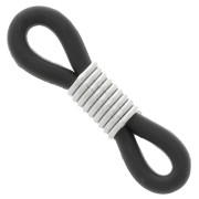 Eyeglass Chain Rubber End Loops - Black/Silver Tone x4