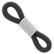 Eyeglass Chain Rubber End Loops - Black/Silver Tone x4