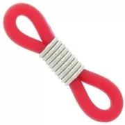Eyeglass Chain Rubber End Loops - Red/Silver Tone x4