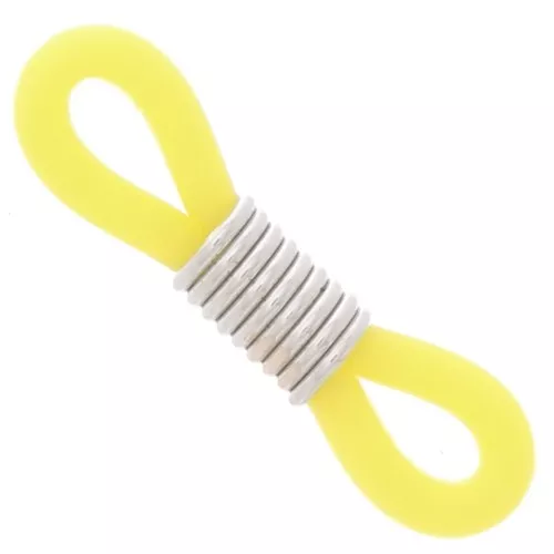 Eyeglass Chain Rubber End Loops - Yellow/Silver Tone x4