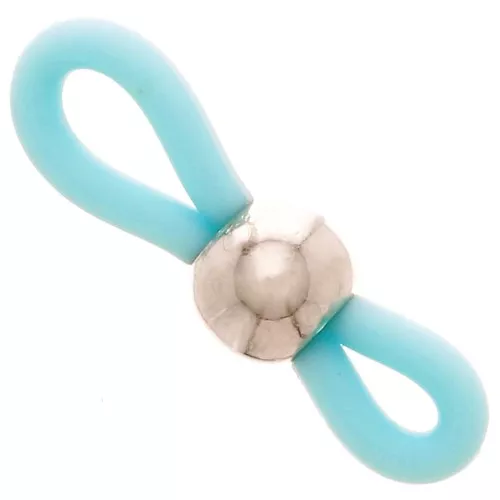 Eyeglass Chain Rubber End Loops with bead - Turquoise Blue/Silver Tone x4