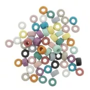 9x5.5mm Heishi style ceramic round beads - Multicoloured mat x65