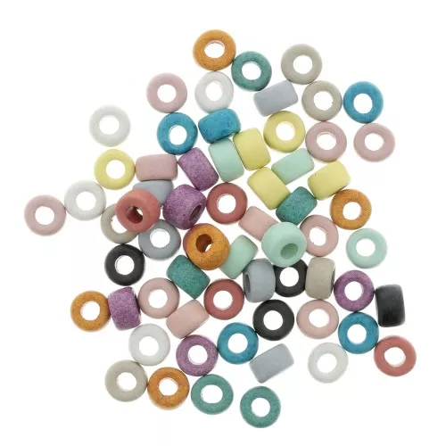 9x5.5mm Heishi style ceramic round beads - Multicoloured mat x65
