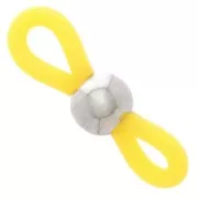 Eyeglass Chain Rubber End Loops with bead - Yellow/Silver Tone x4