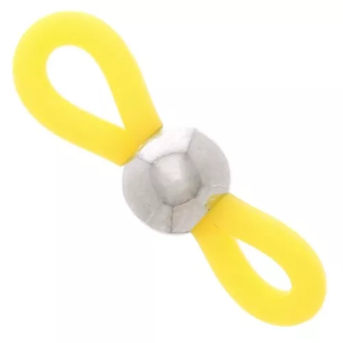 Eyeglass Chain Rubber End Loops with bead - Yellow/Silver Tone x4