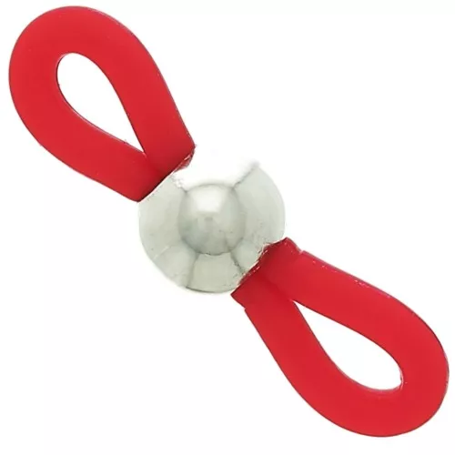 Eyeglass Chain Rubber End Loops with bead - Red/Silver Tone x4
