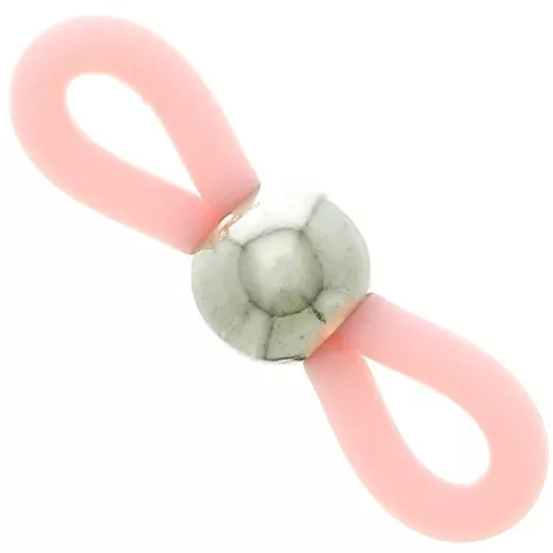 Eyeglass Chain Rubber End Loops with bead - Pink/Silver Tone x4