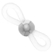 Eyeglass Chain Rubber End Loops with bead - White/Silver Tone x4