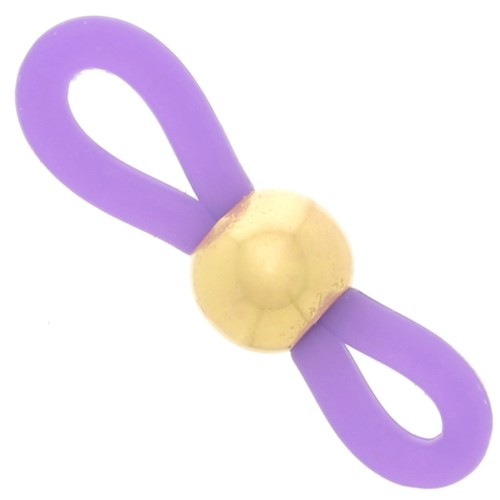 Eyeglass Chain Rubber End Loops with bead - Purple/Gold Tone x4