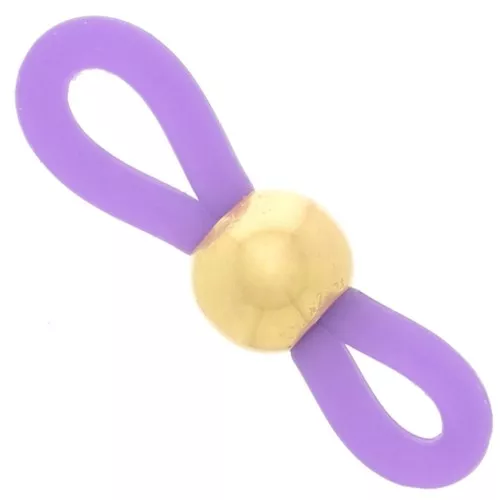 Eyeglass Chain Rubber End Loops with bead - Purple/Gold Tone x4