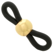Eyeglass Chain Rubber End Loops with bead - Black/Gold Tone x4