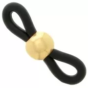 Eyeglass Chain Rubber End Loops with bead - Black/Gold Tone x4