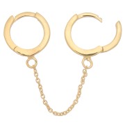 57x11.5mm 925 Sterling Silver 2-hole hoop earrings with chains - Gold Tone x1
