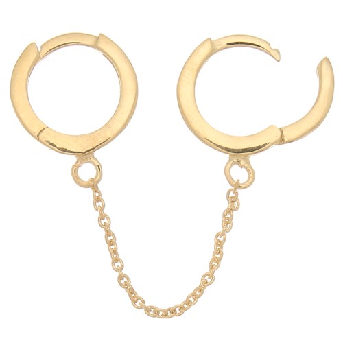 57x11.5mm 925 Sterling Silver 2-hole hoop earrings with chains - Gold Tone x1