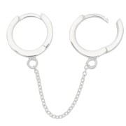 57x11.5mm 925 Sterling Silver 2-hole hoop earrings with chains x1