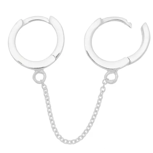 57x11.5mm 925 Sterling Silver 2-hole hoop earrings with chains x1