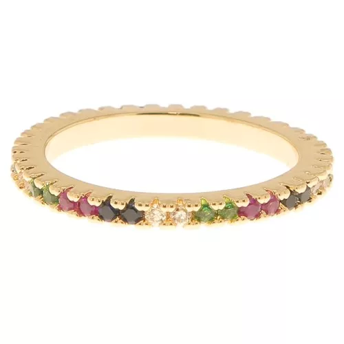 Fine Ring with zirconium oxide - size 53 - Gold - Multicoloured x1