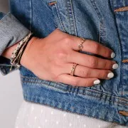 Adjustable Ring - One pattern with zirconium oxide - Gold - Multicoloured x1