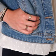 Adjustable Ring - Eye motif with zirconium oxide - Gold - White - Multicoloured x1