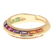 Adjustable ring with zirconium oxide - Gold - Multicoloured x1|raw }}