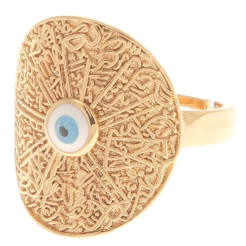 Wide Adjustable Ring - Eye - Gold - White - Blue x1