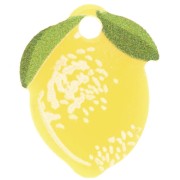 15x12mm Plexiglas lemon charm - Yellow - Green x1