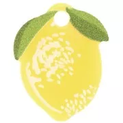 15x12mm Plexiglas lemon charm - Yellow - Green x1