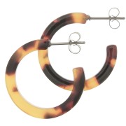 25mm Cellulose Acetate Hoop earrings - Tortoiseshell - Brown - Black x2|raw }}