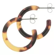 Créoles en acétate de cellulose 25 mm Ecaille de tortue - Marron - Noir x2