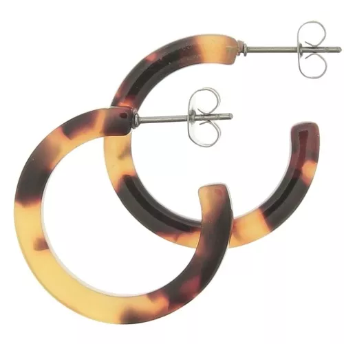 25mm Cellulose Acetate Hoop earrings - Tortoiseshell - Brown - Black x2