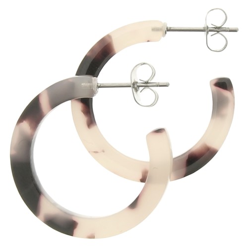 25mm Cellulose Acetate Hoop earrings - Tortoiseshell - Beige - Black x2