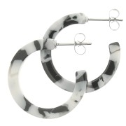 25mm Cellulose Acetate Hoop earrings - Tortoiseshell - Black - White x2
