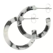 25mm Cellulose Acetate Hoop earrings - Tortoiseshell - Black - White x2