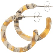 25mm Cellulose Acetate Hoop earrings - Tortoiseshell - Ochre - White x2|raw }}