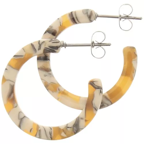 25mm Cellulose Acetate Hoop earrings - Tortoiseshell - Ochre - White x2