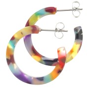 25mm Cellulose Acetate Hoop earrings - Tortoiseshell - Multicolored x2|raw }}