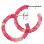 25mm Cellulose Acetate Hoop earrings - Tortoiseshell - Red - White x2